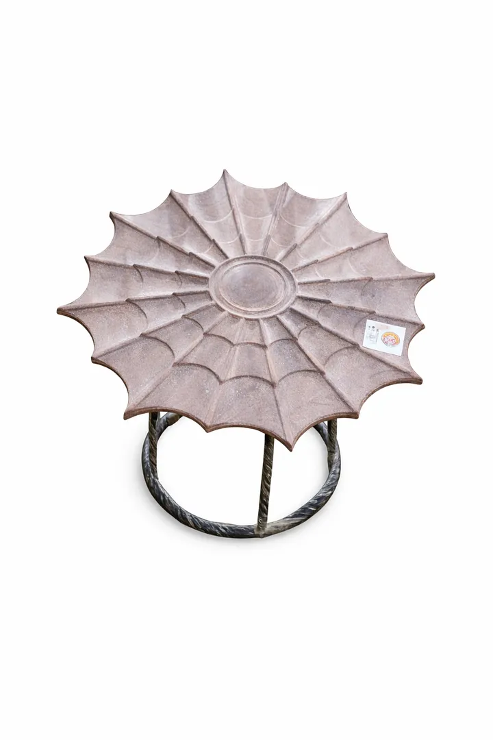 Hand Carved Red Sandstone Spider Garden Table